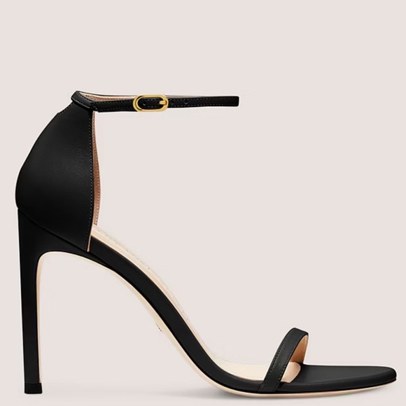 Stuart Weitzman Nudistsong Strap Sandal Heels in Leather/Black - Picture 1 of 10